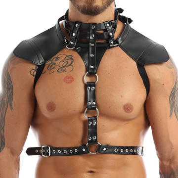Men's Body Harness With Faux Leather / O-rings Halter Neck Buckles Fancy Costume - EVE's SECRETS